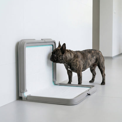 Inodoro para Perros Plegable 86x62 cm Bandeja Sanitaria Perros Entrenamiento 3 Almohadillas Pies Antideslizantes Gris
