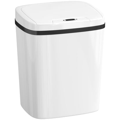 Cubo de sensor de 15L, cubo de cocina automático sin contacto, fácil de limpiar, funciona con batería para hogar, oficina, dormitorio, baño, blanco