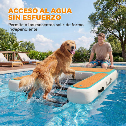 Rampa de Agua Hinchable para Perros para Piscina Barcos Lagos 151x102 cm con Superficie Antideslizante de EVA