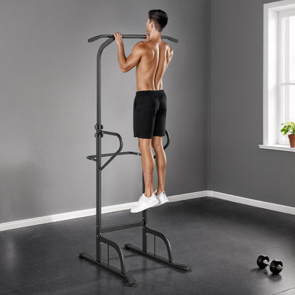 Torre de Potencia Estación de Fondos Barra de Dominadas Equipo Multifuncional de Flexiones con Altura Ajustable para Gimnasio en Casa Entrenamiento de Fuerza Fitness