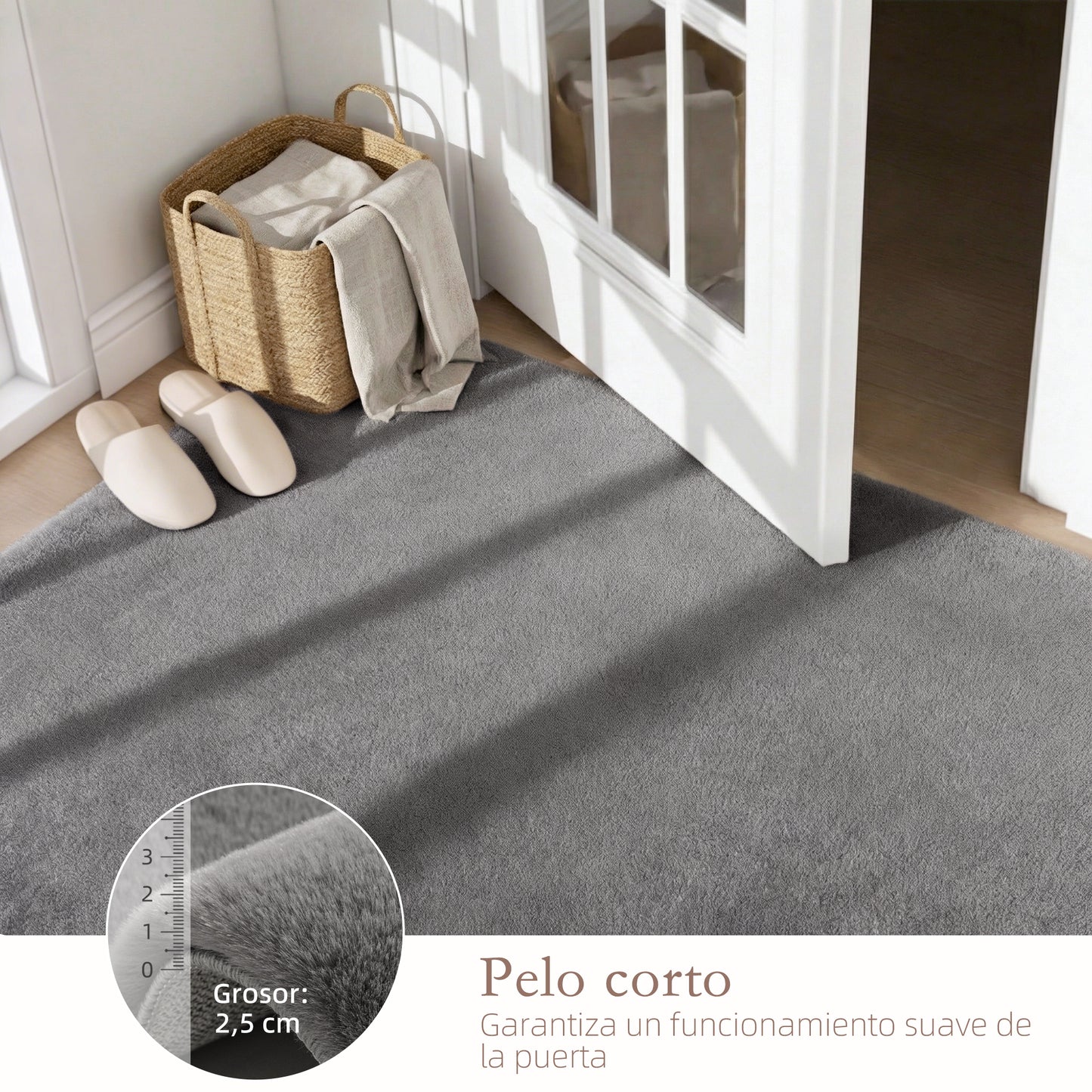 Alfombra Salón 120x160 cm Lavable en Lavadora Pelo Largo Estilo Moderno Tapete para Sala de Estar Dormitorio Gris Claro