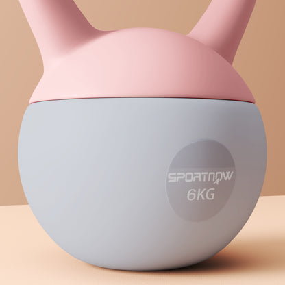 Kettlebell suave de 6KG, Kettlebell con mango antideslizante para gimnasio en casa, levantamiento de pesas, entrenamiento de fuerza, rosa/gris
