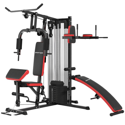 Multiestación de Musculación con Placas de Peso de 45 kg Carga Max. 110 kg para Entrenamiento 225x175x200 cm Negro