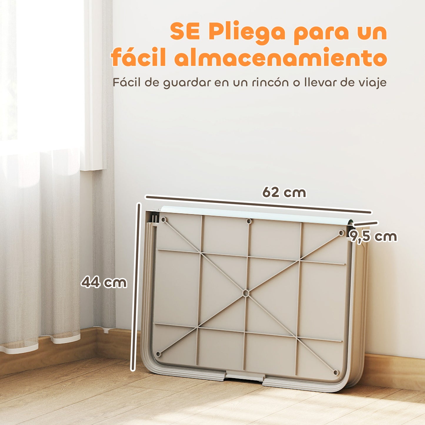 Inodoro para Perros Plegable 86x62 cm Bandeja Sanitaria Perros Entrenamiento 3 Almohadillas Pies Antideslizantes Gris