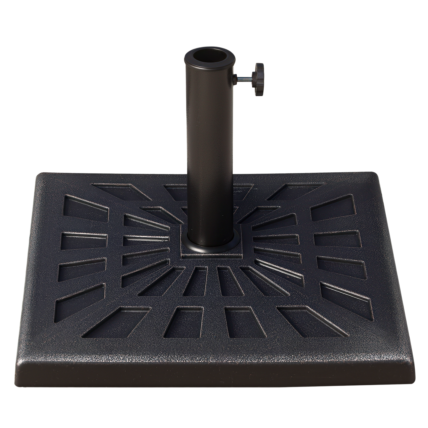 Base de soporte de sombrilla cuadrada para jardín y patio de resina duradera de 15 kg con colofonia estampada, bronce