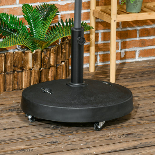 Base para Sombrilla de Resina de 25 kg con Ruedas y Asa Retráctil para Postes de Ø38/48 mm Ø53x41 cm Negro