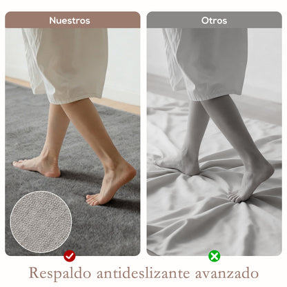 Alfombra Salón 120x160 cm Lavable en Lavadora Pelo Largo Estilo Moderno Tapete para Sala de Estar Dormitorio Gris Claro
