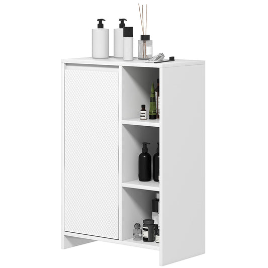 Armario de Baño con Estantes Abiertos Puerta y Estante Ajustable Antivuelco para Salón Dormitorio 53x30x80 cm Blanco