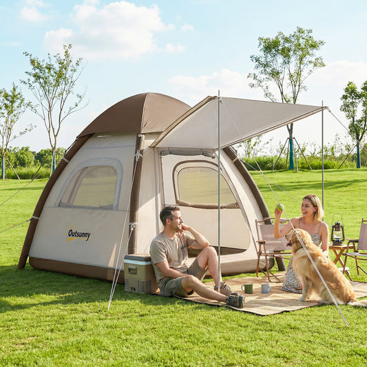 Tienda de campaña inflable con toldo impermeable, tienda de aire para 3 personas 3000mm, color crema