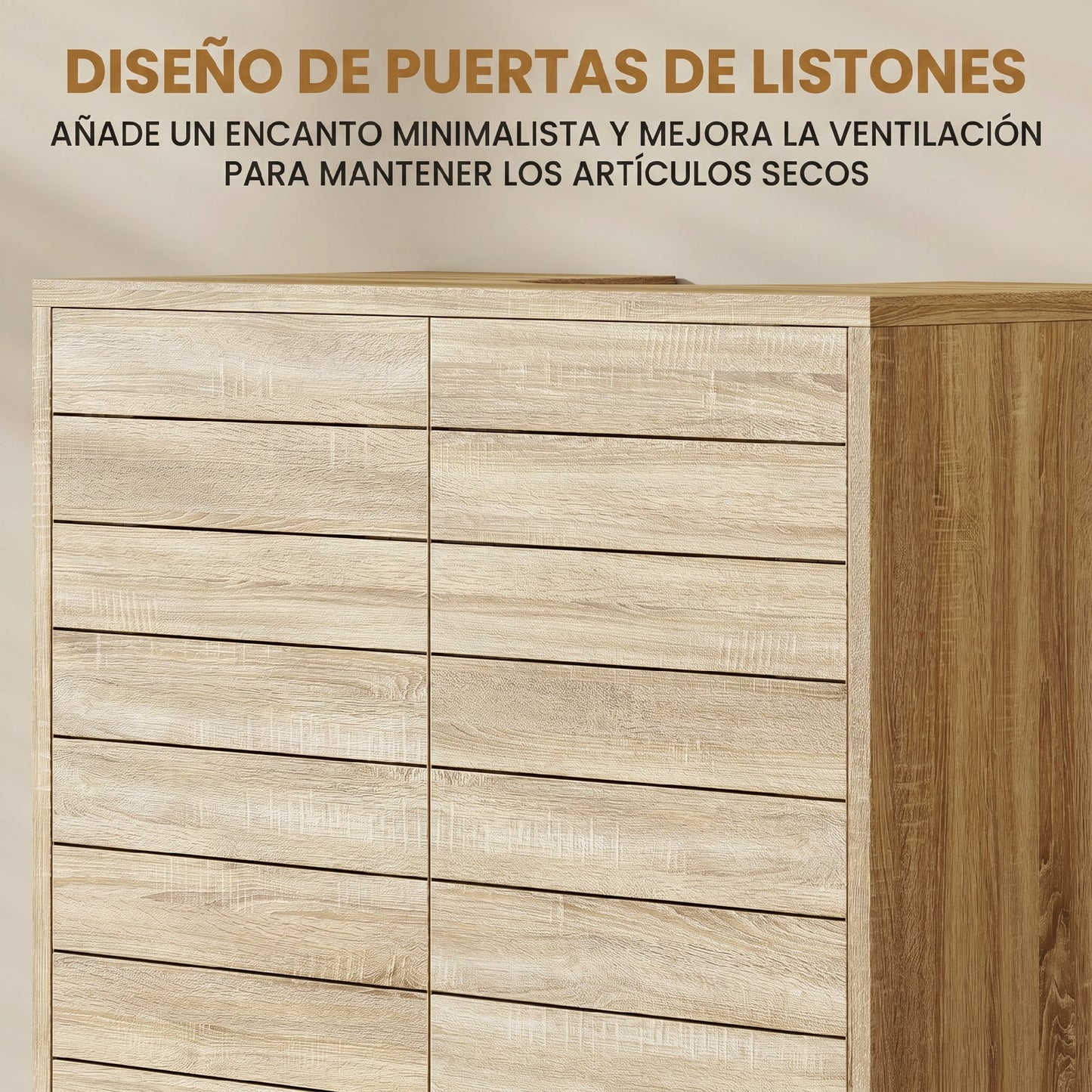 Mueble Bajo Lavabo con Estante Ajustable Puertas de Listones y Apertura por Presión para Lavabo con Pedestal o Pared