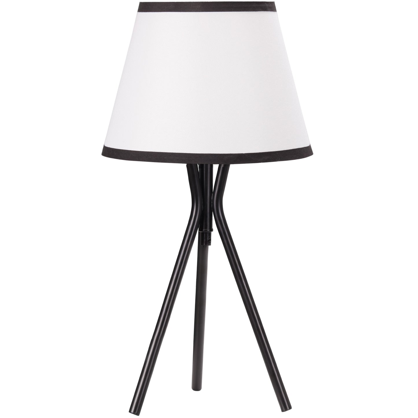 Lámpara de Mesa con Trípode de Metal Lámpara de Escritorio con Pantalla de Tela y Casquillo E27 Máx. 40W Estilo Moderno para Dormitorio Salón Ø25x50 cm Blanco y Negro