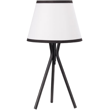 Lámpara de Mesa con Trípode de Metal Lámpara de Escritorio con Pantalla de Tela y Casquillo E27 Máx. 40W Estilo Moderno para Dormitorio Salón Ø25x50 cm Blanco y Negro