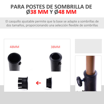 Base de soporte de sombrilla cuadrada para jardín y patio de resina duradera de 15 kg con colofonia estampada, bronce