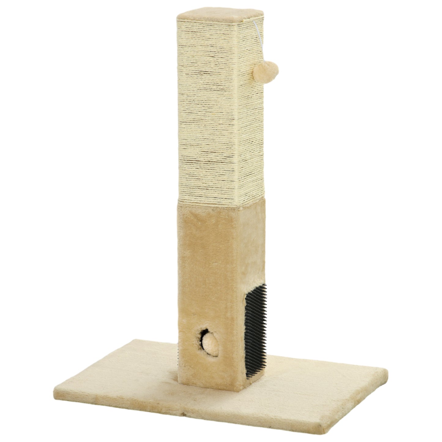 Rascador para Gatos de Yute con Base de Alfombra y Juguete Colgante - Beige