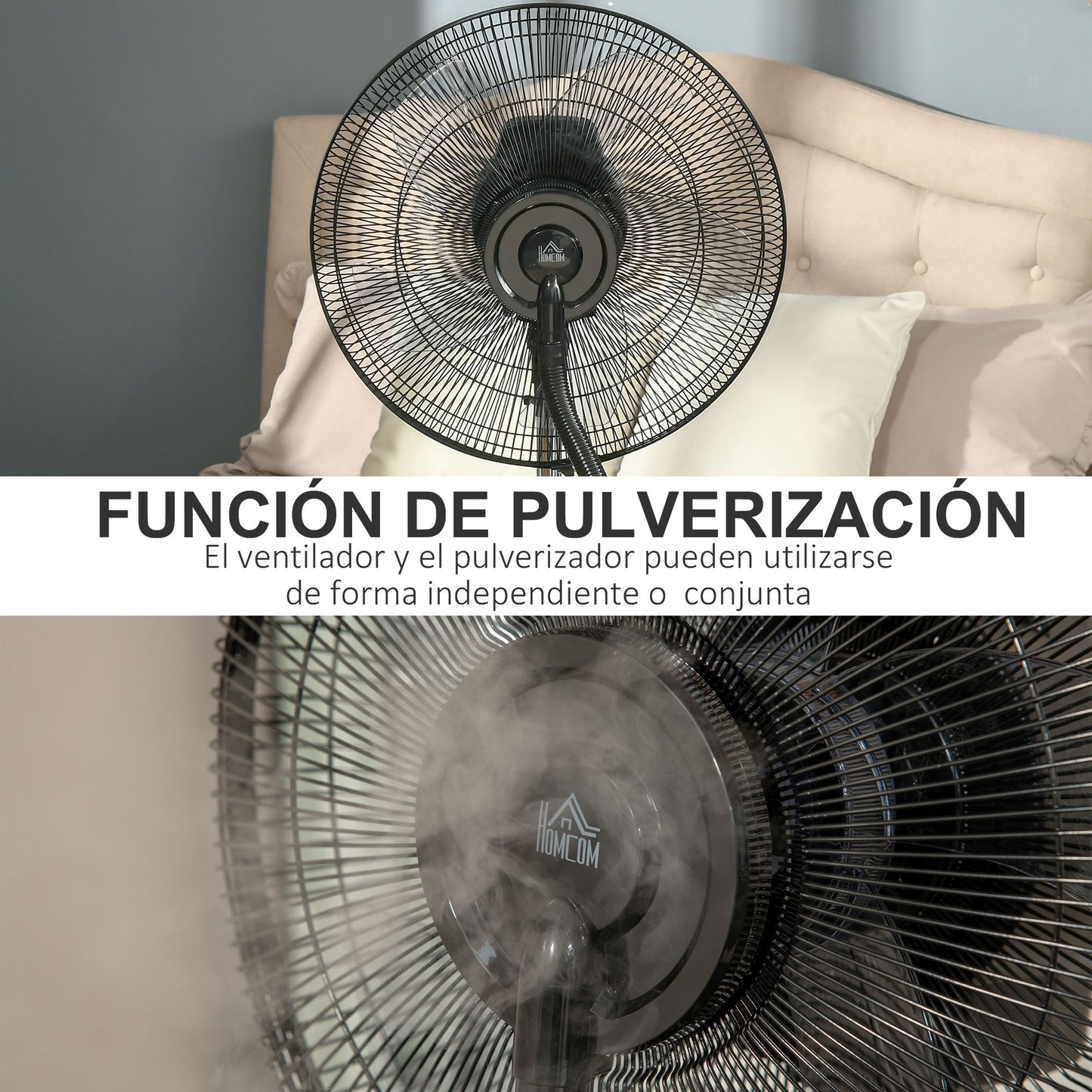 Ventilador de Pie Oscilante con Nebulizador 90W con Control Remoto 5 Aspas Tanque de Agua 3,1 L 44,5x44,5x135 cm Negro