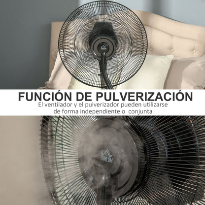Ventilador de Pie Oscilante con Nebulizador 90W con Control Remoto 5 Aspas Tanque de Agua 3,1 L 44,5x44,5x135 cm Negro