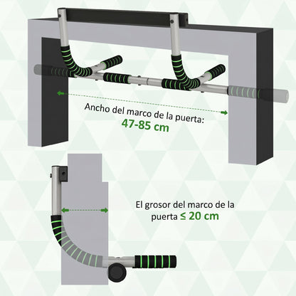 Barra de Dominadas Multifuncional Barra de Dominadas de Pared con Mangos Antideslizantes Carga 110 kg Gris y Negro