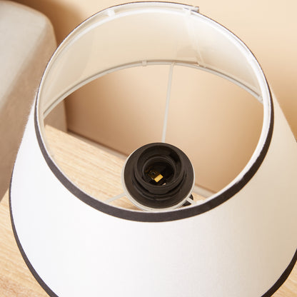Lámpara de Mesa con Trípode de Metal Lámpara de Escritorio con Pantalla de Tela y Casquillo E27 Máx. 40W Estilo Moderno para Dormitorio Salón Ø25x50 cm Blanco y Negro