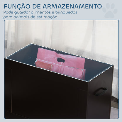 Comedero Elevado para Perros Grandes con 2 Cuencos de 2000ml y Almacenamiento Oculto 60x30x41 cm Marrón Oscuro