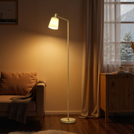 Lámpara de Pie LED Regulable con 3 Temperaturas de Color 3000K-6500K Pantalla Giratoria Bombilla E27 Blanco y Dorado