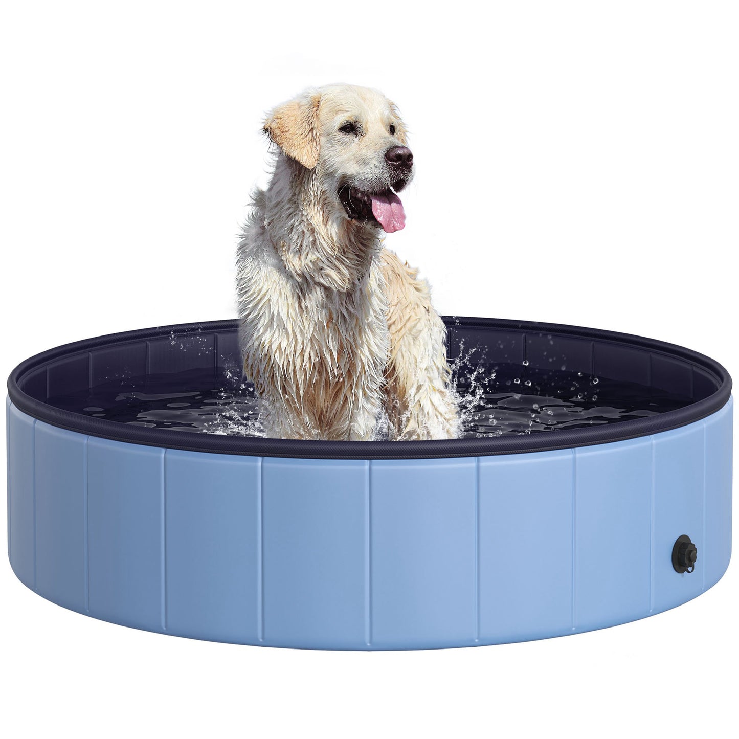 Piscina para Perros, Piscina Plegable para Perros, Plástico Duro e Impermeable, Bañera Portátil para Mascotas con Base Antideslizante y Orificio de Drenaje, para Interior, Exterior, Jardín, Patio, 120 x 30 cm, Azul
