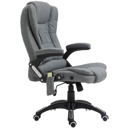 Silla de Masaje con 6 Puntos de Masaje con Función de Calefacción Altura Ajustable y Ruedas 68x72x110-120 cm Gris