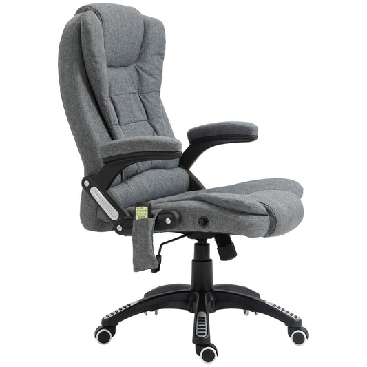Silla de Masaje con 6 Puntos de Masaje con Función de Calefacción Altura Ajustable y Ruedas 68x72x110-120 cm Gris
