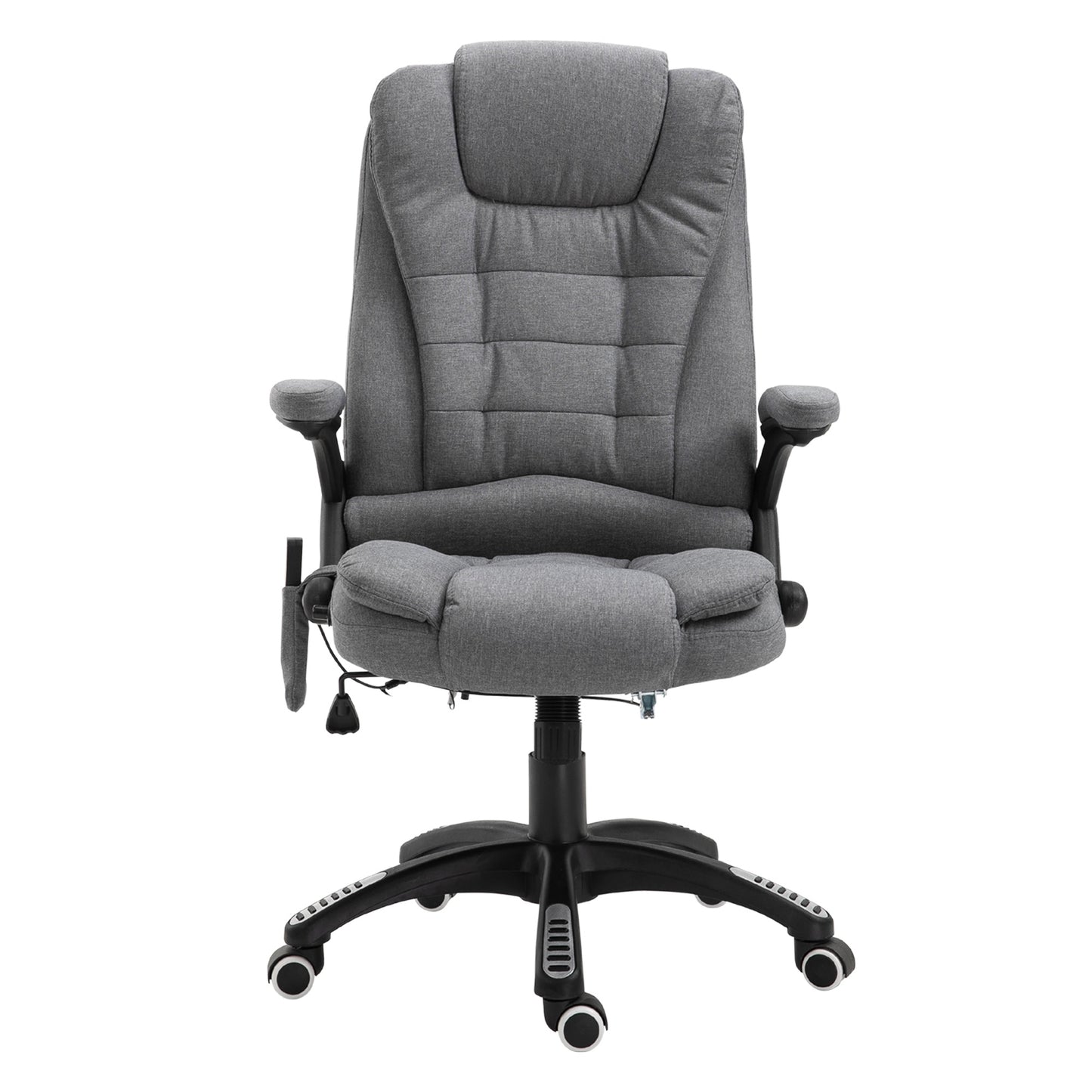 Silla de Masaje con 6 Puntos de Masaje con Función de Calefacción Altura Ajustable y Ruedas 68x72x110-120 cm Gris