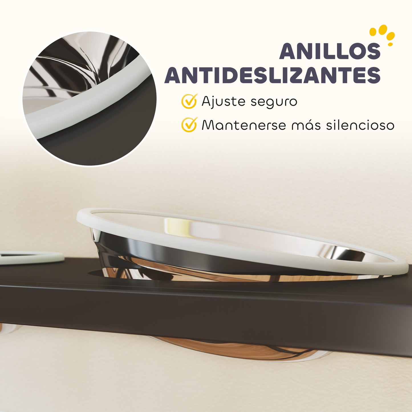 Comedero Perro Elevado con Cajón de Tela 2 Cuencos de Acero Inoxidable 2x800 ml Altura Ajustable 2 Estantes Negro