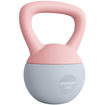 Kettlebell suave de 6KG, Kettlebell con mango antideslizante para gimnasio en casa, levantamiento de pesas, entrenamiento de fuerza, rosa/gris
