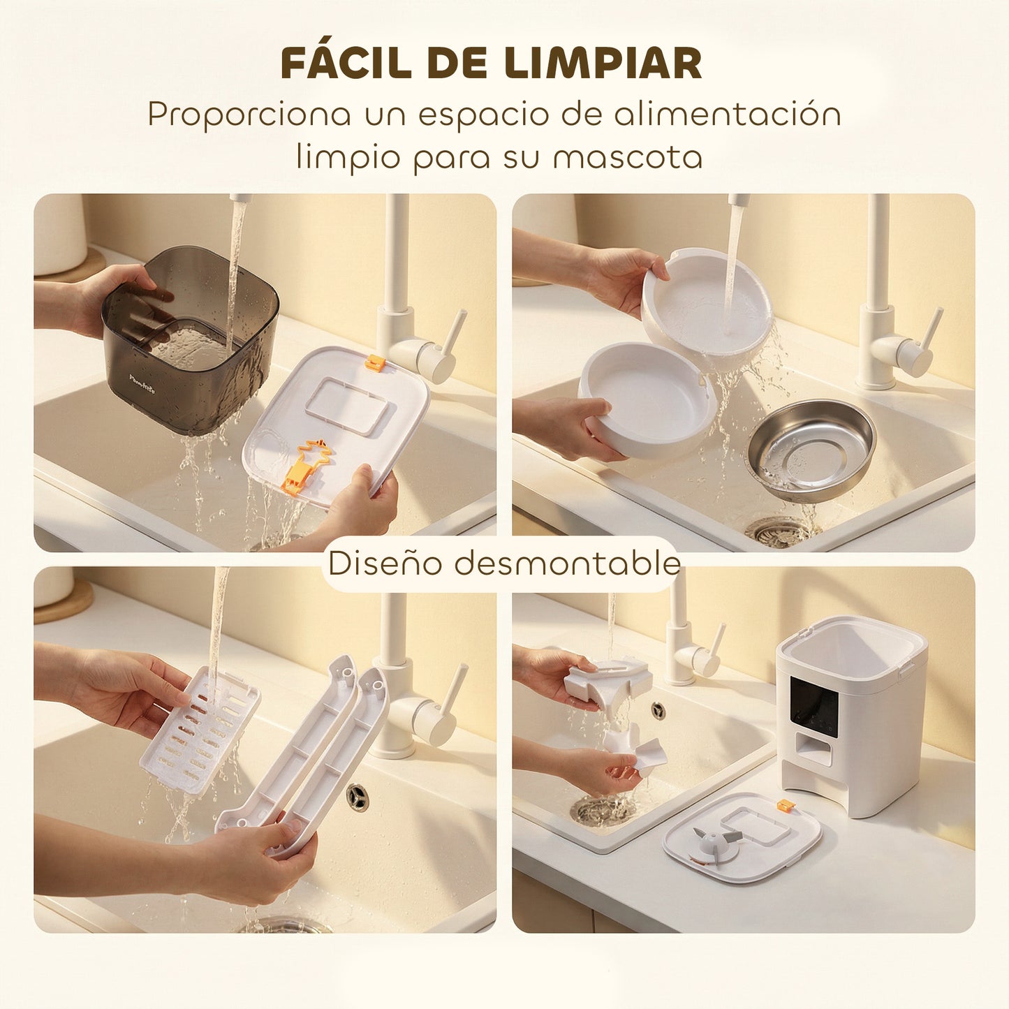 Comedero Automático 6L WiFi 2.4G con Control App 2 Cuencos Programable 1-10 Comidas Grabadora Voz 10s Fácil de Limpiar