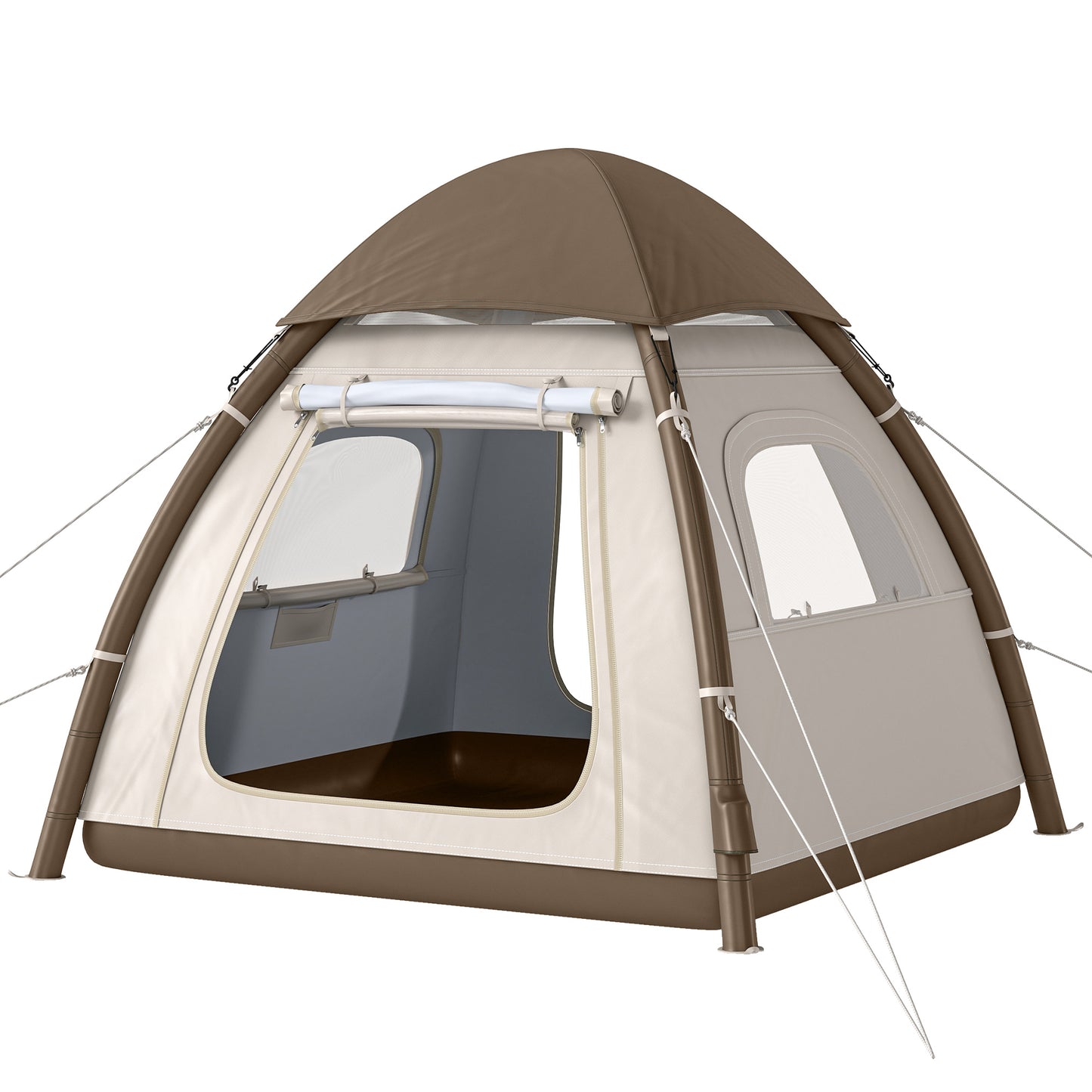 Tienda de campaña inflable con toldo impermeable, tienda de aire para 3 personas 3000mm, color crema