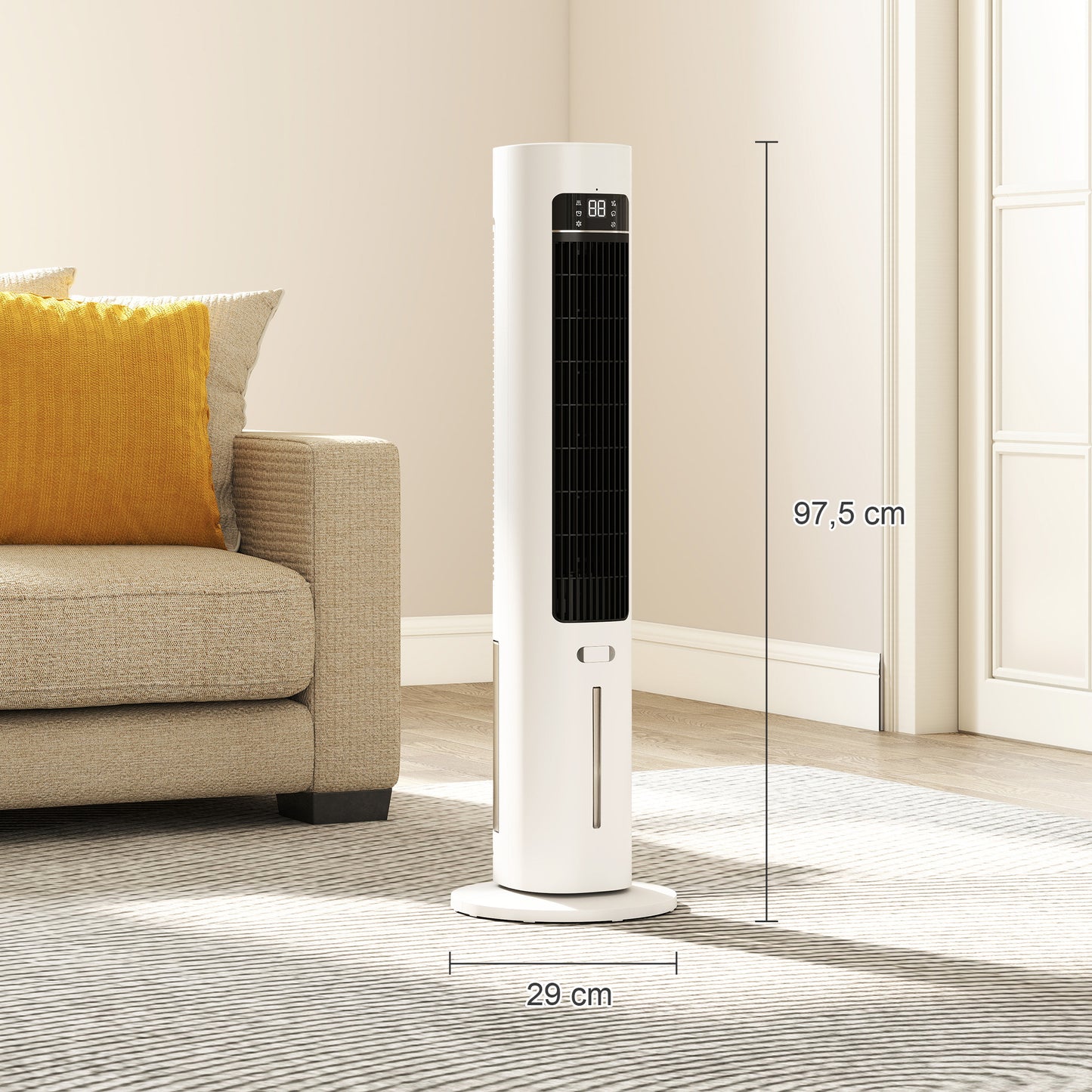 Climatizador Evaporativo 3 en 1 con Depósito de 3 L Oscilación 48° 3 Velocidades 3 Modos Temporizador 12h Blanco