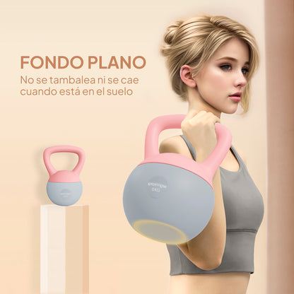 Kettlebell suave de 6KG, Kettlebell con mango antideslizante para gimnasio en casa, levantamiento de pesas, entrenamiento de fuerza, rosa/gris