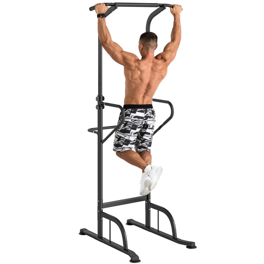 Torre de Potencia Estación de Fondos Barra de Dominadas Equipo Multifuncional de Flexiones con Altura Ajustable para Gimnasio en Casa Entrenamiento de Fuerza Fitness