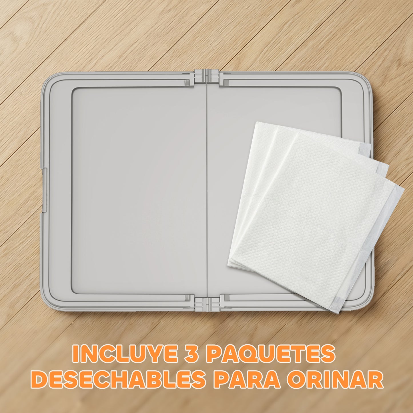 Inodoro para Perros Plegable 86x62 cm Bandeja Sanitaria Perros Entrenamiento 3 Almohadillas Pies Antideslizantes Gris