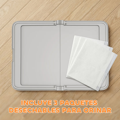 Inodoro para Perros Plegable 86x62 cm Bandeja Sanitaria Perros Entrenamiento 3 Almohadillas Pies Antideslizantes Gris