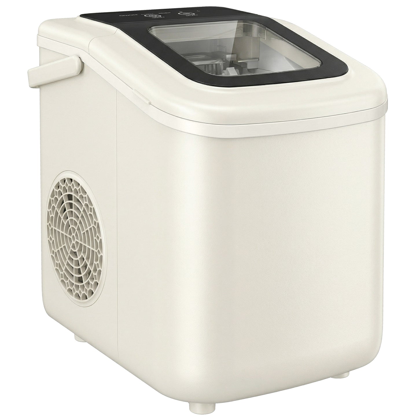 Máquina de Hielo Autolimpiable 12 kg/24H 9 Cubitos Listos en 7 Minutos 2 Tamaños de Hielo 1,2L Depósito Beige