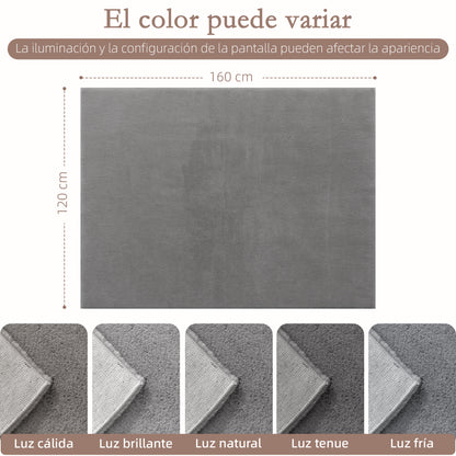 Alfombra Salón 120x160 cm Lavable en Lavadora Pelo Largo Estilo Moderno Tapete para Sala de Estar Dormitorio Gris Claro