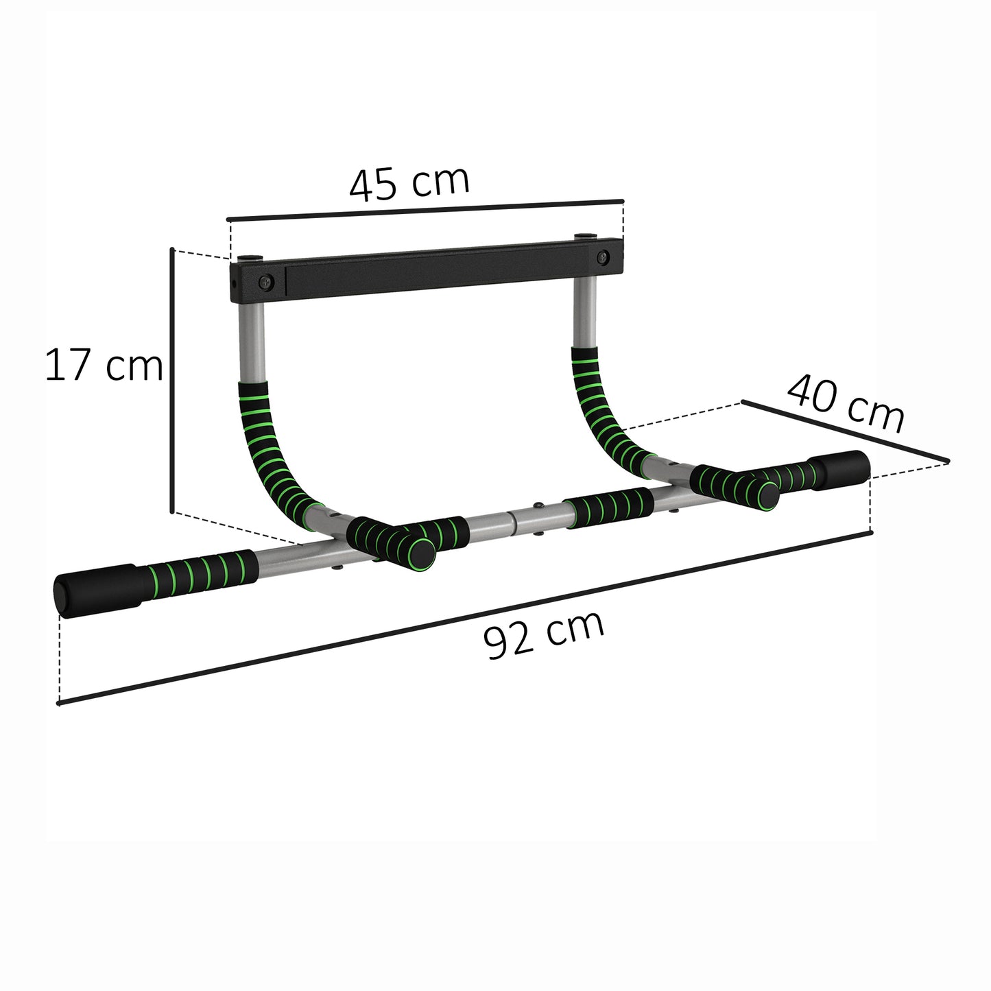 Barra de Dominadas Multifuncional Barra de Dominadas de Pared con Mangos Antideslizantes Carga 110 kg Gris y Negro