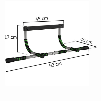 Barra de Dominadas Multifuncional Barra de Dominadas de Pared con Mangos Antideslizantes Carga 110 kg Gris y Negro