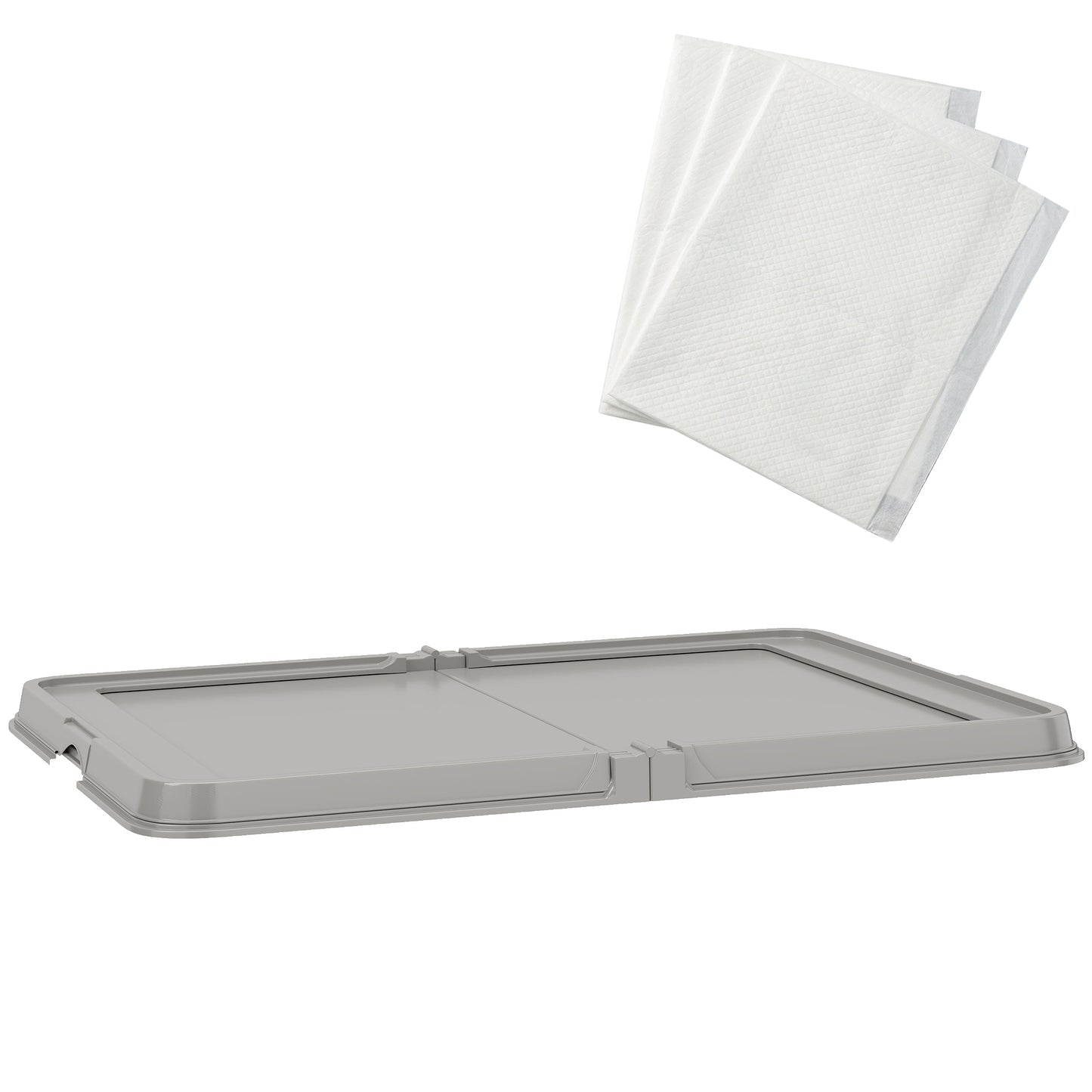 Inodoro para Perros Plegable 86x62 cm Bandeja Sanitaria Perros Entrenamiento 3 Almohadillas Pies Antideslizantes Gris