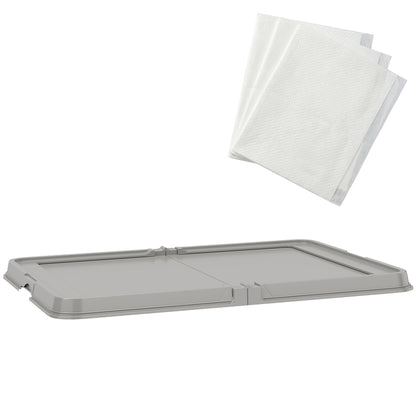 Inodoro para Perros Plegable 86x62 cm Bandeja Sanitaria Perros Entrenamiento 3 Almohadillas Pies Antideslizantes Gris