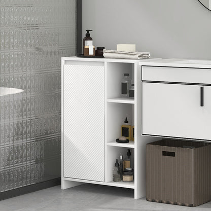 Armario de Baño con Estantes Abiertos Puerta y Estante Ajustable Antivuelco para Salón Dormitorio 53x30x80 cm Blanco