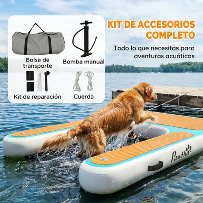 Rampa de Agua Hinchable para Perros para Piscina Barcos Lagos 151x102 cm con Superficie Antideslizante de EVA