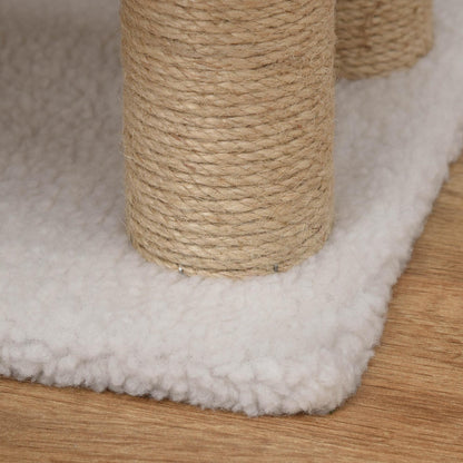 Escalera para Mascotas con Escalón de 4 Peldaños, Rascadores, Plataformas, Pelota de Juguete, para Gatos y Gatitos Mayores de Interior, Blanco